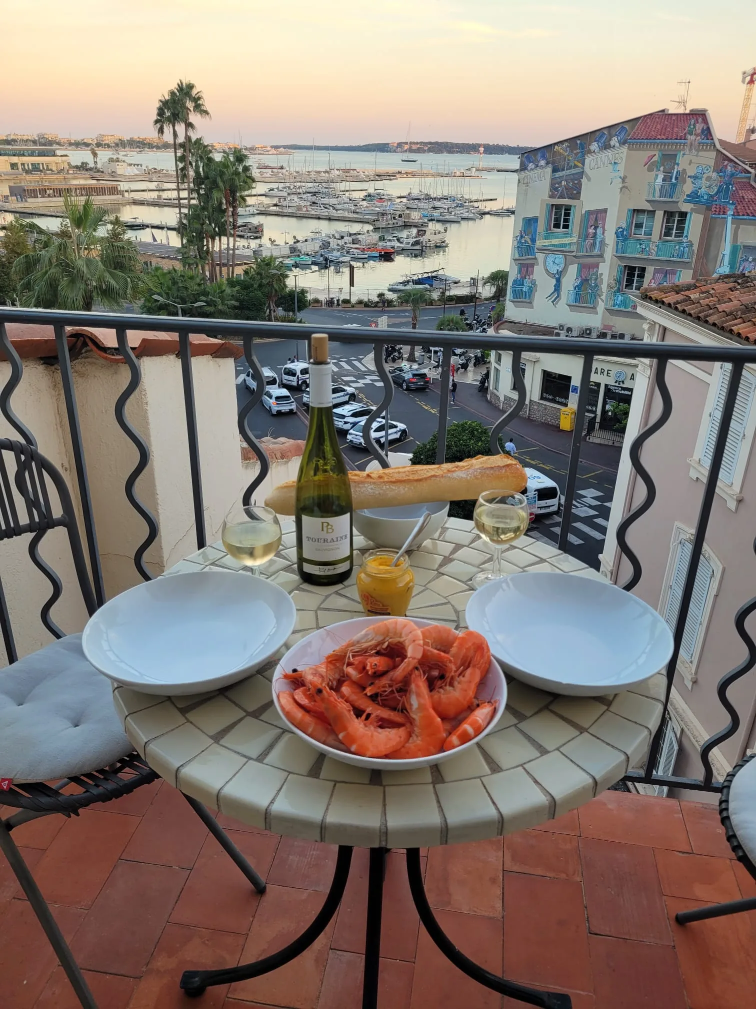 A balcony overlooking the old port in Cannes