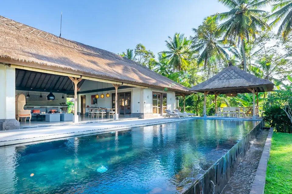 A tropical villa and pool in Bali